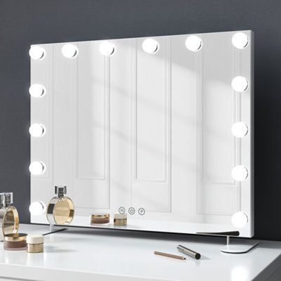 Living And Home White Hollywood Vanity Makeup Mirror Bedroom Dressing Table Mirror With 14 Led Bulbs Dimmable - image 1