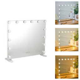 Living And Home White Hollywood Vanity Makeup Mirror Bedroom Dressing Table Mirror With 14 Led Bulbs Dimmable - thumbnail 3