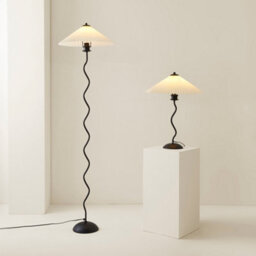 Valuelights Black Metal Wavy Single Stem Table Lamp With White Origami Pleated Shade - thumbnail 8