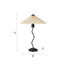 Valuelights Black Metal Wavy Single Stem Table Lamp With White Origami Pleated Shade - thumbnail 7