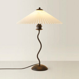 Valuelights Black Metal Wavy Single Stem Table Lamp With White Origami Pleated Shade - thumbnail 6