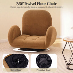Gainoom Swivel Floor Gaming Chair Adjustable Lounge Chair Reclining Sofa Chair Foldable Padded Lazy - thumbnail 6