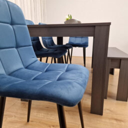 Kosy Koala Modern Dark Grey Dining Table Set With 4 Blue Velvet Chairs And 1 Bench - thumbnail 6