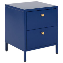 Beliani 2 Drawer Bedside Table Kylea Metal Navy Blue - thumbnail 1