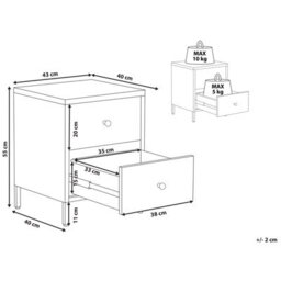 Beliani 2 Drawer Bedside Table Kylea Metal Navy Blue - thumbnail 3