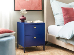 Beliani 2 Drawer Bedside Table Kylea Metal Navy Blue - thumbnail 2