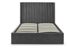 "Ashfield Premium - Grey Scalloped Velvet Ottoman Bed - Double 4Ft 6"" (135Cm)" - thumbnail 5