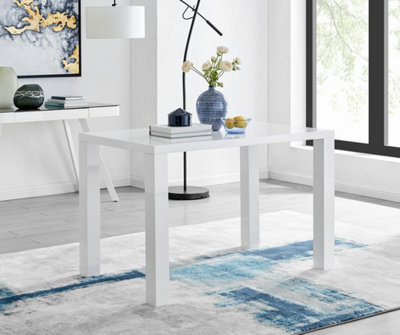 Furniturebox Pivero Rectangular 4 Seater White High Gloss Dining Table For Simple Elegant Minimalist Style Dining Room - image 1
