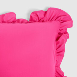 Ohs 2 X Plain Faux Linen Frill Cushion Covers - Hot Pink - thumbnail 6