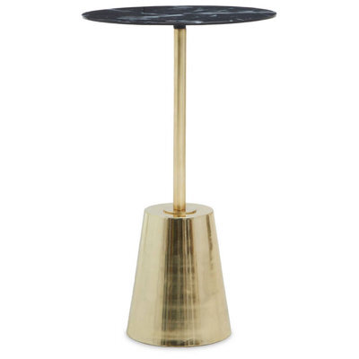 Orsina Avola Black Marble Effect Top Gold Base Side Table - image 1