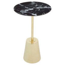 Orsina Avola Black Marble Effect Top Gold Base Side Table - thumbnail 2