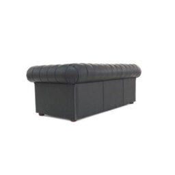 Chesterfield 3 Seater Shelly Black Real Leather Sofa Bespoke In Classic Style - thumbnail 5