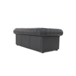 Chesterfield 3 Seater Shelly Black Real Leather Sofa Bespoke In Classic Style - thumbnail 6