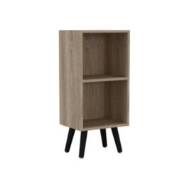 Urbn-Living Urbnliving 53Cm Height 2 Tier Antique Oak Wooden Storage Cube Bookcase Scandinavian Style Black Legs
