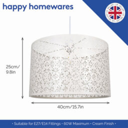 Happy Homewares Moroccan Designed Large Cream Metal Pendant Light Shade With Floral Decoration - thumbnail 4