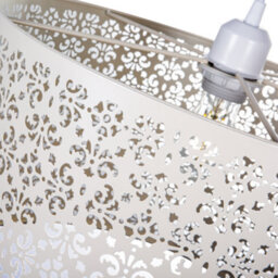 Happy Homewares Moroccan Designed Large Cream Metal Pendant Light Shade With Floral Decoration - thumbnail 2