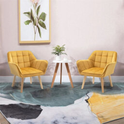 Luxe Velvet-Feel Accent Chair W/ Wide Arms Slanted Back Wood Legs - thumbnail 3