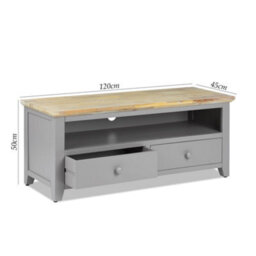 Statement Furniture Florence Dove Grey Tv Stand With 2 Drawers And Shelf - thumbnail 6