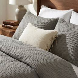 Honeycomb Waffle Duvet Cover Set Textured Stripe Bedding With Matching Pillowcases Modern Bedroom Quilt Cover - thumbnail 3