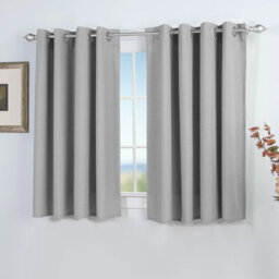 Ameha Plain Blackout Curtain Thick Thermal Insulated Ready Made Eyelet Light Grey Curtains 46'' X 54'' Pair With 2X Tie Backs - thumbnail 2