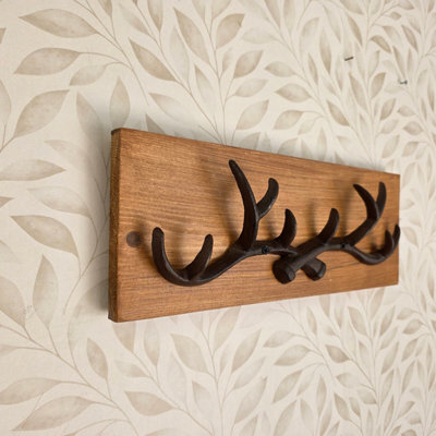 Garden Troughs and Planters Wall Mounted Cast Iron Antler Coat Hooks - image 1