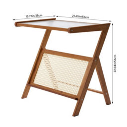 Thehotsale Small Bamboo End Table Clear Ribbed Tabletop Camping Fishing Brown - thumbnail 7