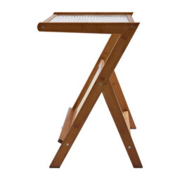 Thehotsale Small Bamboo End Table Clear Ribbed Tabletop Camping Fishing Brown - thumbnail 4