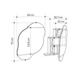 Decortie Cloudy Unique Mirrored Bathroom Cabinet Wall Mount Storage Cabinet With One Mirror Door, Oak - thumbnail 2