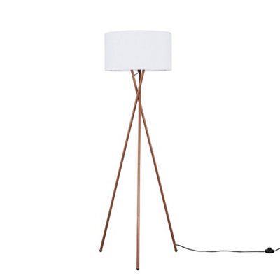 Valuelights Camden Copper Tripod Floor Lamp With White Drum Shade And Bulb - image 1