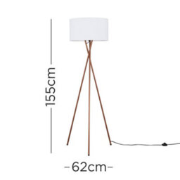 Valuelights Camden Copper Tripod Floor Lamp With White Drum Shade And Bulb - thumbnail 6