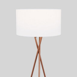 Valuelights Camden Copper Tripod Floor Lamp With White Drum Shade And Bulb - thumbnail 2