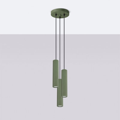 Sollux Lighting Karbon Aluminum Olive Green 3 Lights Minimalist Pendant Ceiling Light - image 1