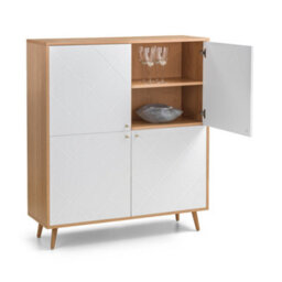 Oakham Premium Morven 4 Door Cabinet In White And Oak - thumbnail 1