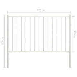 Berkfield Fence Panel With Posts Powder-Coated Steel 1.7X0.75 M White - thumbnail 4