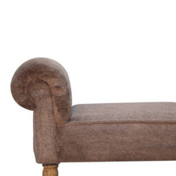 Artisan Furniture Solid Wood Mocha Faux Fur Bedroom Bench - thumbnail 8