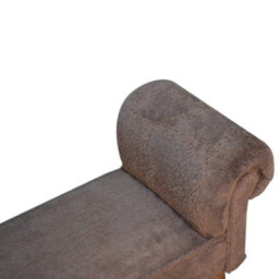 Artisan Furniture Solid Wood Mocha Faux Fur Bedroom Bench - thumbnail 7