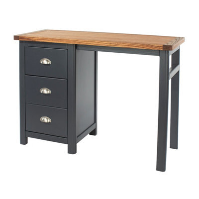 Core Products Dunkeld Single Pedestal Midnight Blue Dressing Table - Antique Oak Veneer Top, H74.5Cm X W100.0Cm X D40.0Cm - image 1