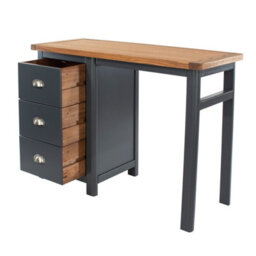 Core Products Dunkeld Single Pedestal Midnight Blue Dressing Table - Antique Oak Veneer Top, H74.5Cm X W100.0Cm X D40.0Cm - thumbnail 4