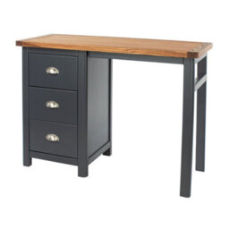 Core Products Dunkeld Single Pedestal Midnight Blue Dressing Table - Antique Oak Veneer Top, H74.5Cm X W100.0Cm X D40.0Cm