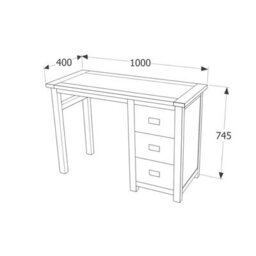 Core Products Dunkeld Single Pedestal Midnight Blue Dressing Table - Antique Oak Veneer Top, H74.5Cm X W100.0Cm X D40.0Cm - thumbnail 5