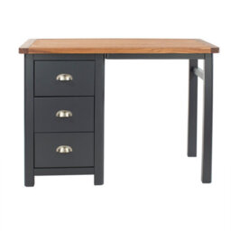 Core Products Dunkeld Single Pedestal Midnight Blue Dressing Table - Antique Oak Veneer Top, H74.5Cm X W100.0Cm X D40.0Cm - thumbnail 2