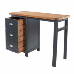 Core Products Dunkeld Single Pedestal Midnight Blue Dressing Table - Antique Oak Veneer Top, H74.5Cm X W100.0Cm X D40.0Cm - thumbnail 3