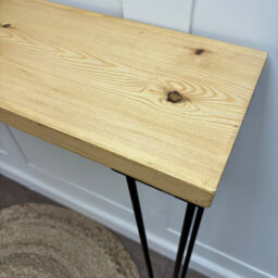 Off the Grain Rustic Console Table With Steel Hairpin Legs -  Hallway Wooden Table  -  Rugger Brown Finish  100Cm Length - thumbnail 4