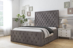 "Sloomy Vienna Slate Naples Bed Frame With Mattress With 50"" Upholstered Headboard 4'6 Double" - thumbnail 2