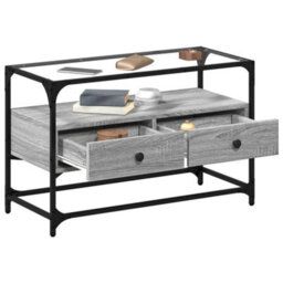 Berkfield Tv Cabinet With Glass Top Grey Sonoma 80X35X51 Cm Engineered Wood - thumbnail 3