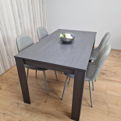 Kosy Koala Dining Table With 4 Chairs Dark Grey Table With 4 Grey Padded Chairs Kitching Dining Set Dining Room Dining Set For 4 - image 1