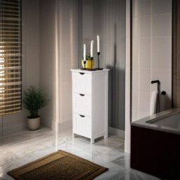 Modcraft 3-Drawer Floor Cabinet, Compact White Storage Unit For Bathroom And Bedroom - thumbnail 4