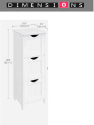 Modcraft 3-Drawer Floor Cabinet, Compact White Storage Unit For Bathroom And Bedroom - thumbnail 5