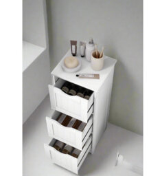 Modcraft 3-Drawer Floor Cabinet, Compact White Storage Unit For Bathroom And Bedroom - thumbnail 6
