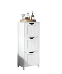 Modcraft 3-Drawer Floor Cabinet, Compact White Storage Unit For Bathroom And Bedroom
